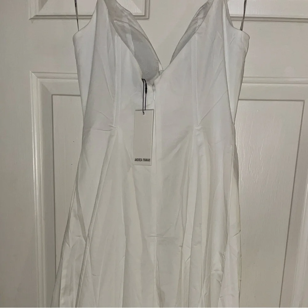 NWT Andrea Iyamah Vola White Maxi Dress - Picture 11 of 13